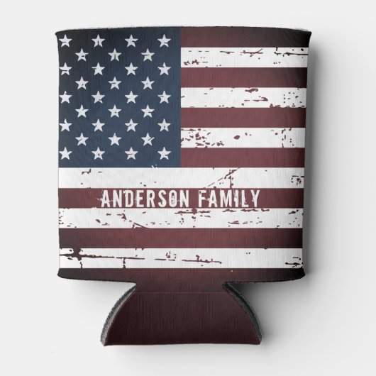Personalisierte US-amerikanische Flagge Patriotic Dosenkühler (Vorderseite)
