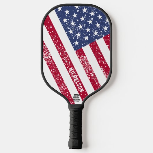 Personalisierte US-Flagge Angled Diagonal Pickleball Schläger (Rückseite)