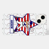 Personalisierte US Flagge Baseball Batter v1 Case-Mate iPhone Hülle (Rückseite (Horizontal))