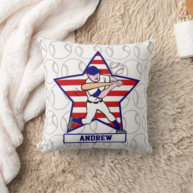Personalisierte US Flagge Baseball Batter v1 Kissen (Decke)