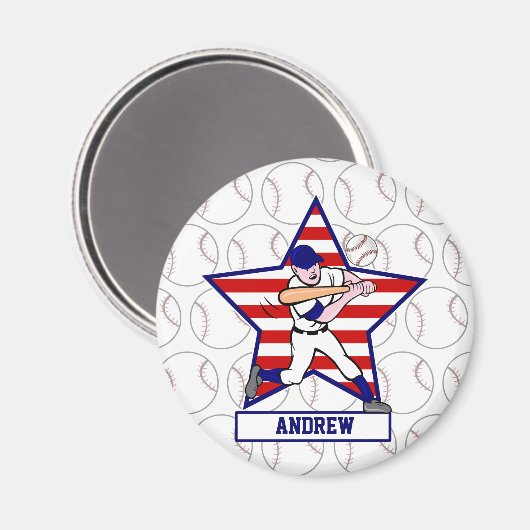 Personalisierte US Flagge Baseball Batter v1 Magnet (Vorderseite/Rückseite)