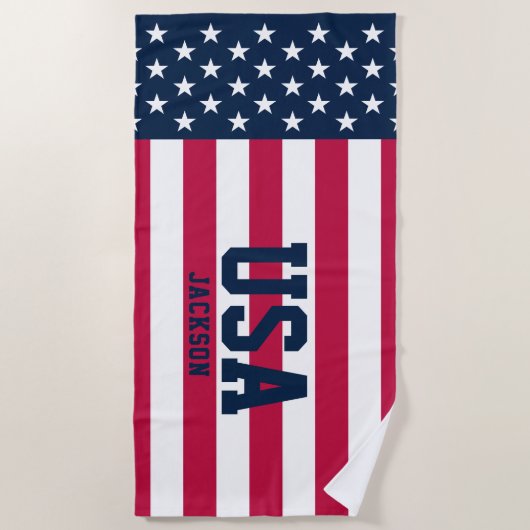 Personalisierte US Flagge US-Flagge Strandtuch (Vorderseite)