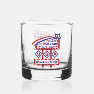 Personalisierte USA 250 – Patriotische Retro-Marke Whiskyglas