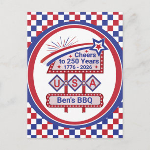Personalisierte USA 250 – Patriotische Retro-Marki Feiertagspostkarte