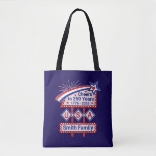 Personalisierte USA 250 – Patriotische Retro-Marki Tasche