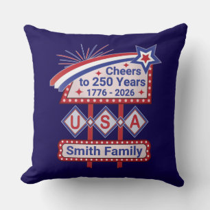 Personalisierte USA 250–Patriotische Retro-Markise Kissen