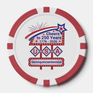 Personalisierte USA 250–Patriotische Retro-Markise Pokerchips