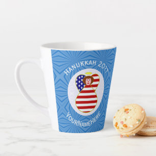 Personalisierte USA-Engel-Hanukkah-Flagge Milchtasse