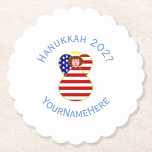 Personalisierte USA-Engel-Hanukkah-Flagge Untersetzer