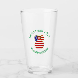 Personalisierte USA-Engel-Weihnachtsflagge Rote Ha Glas