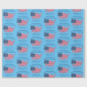 Personalisierte USA Flag, Map Happy 4. Juli Blue Geschenkpapier (Flach)