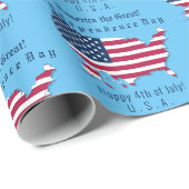 Personalisierte USA Flag, Map Happy 4. Juli Blue Geschenkpapier (Rolleneckpunkt)