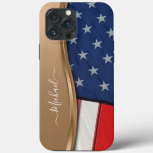 Personalisierte USA-Flagge Faux-Bronze-Metall-Stru Case-Mate iPhone Hülle