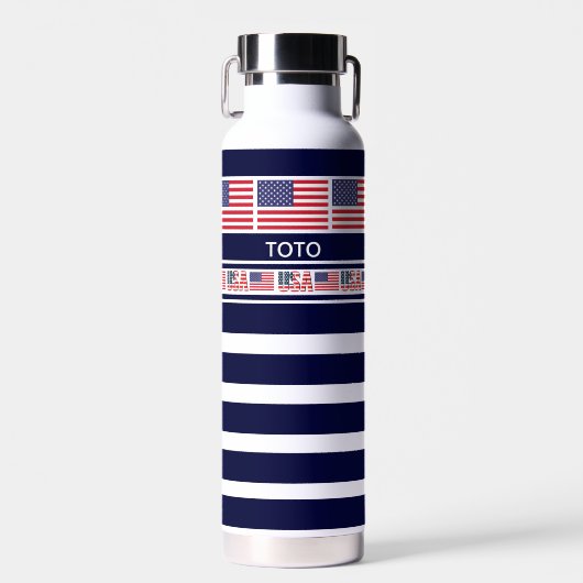 Personalisierte USA Patriotic Flag, Vereinigte Sta Trinkflasche (Vorne)