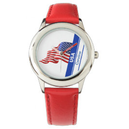 Personalisierte USA-Patriotikflagge Armbanduhr