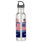 Personalisierte USA-Patriotikflagge Edelstahlflasche (Rückseite)