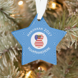 Personalisierte USA Schwarz Engel Chanukka-Flagge Ornament