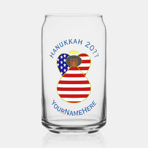 Personalisierte USA-Schwarze-Engel-Hanukkah-Flagge Dosenglas
