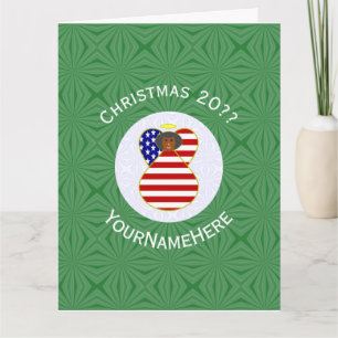 Personalisierte USA Schwarze Engel Weihnachtsflagg Karte