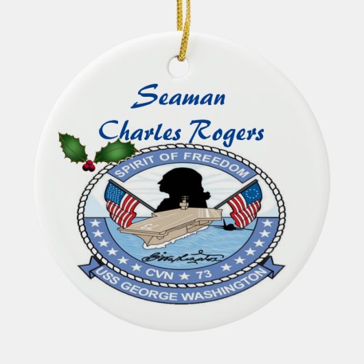 Personalisierte USS George Washington CVN 73 Keramik Ornament (Vorne)