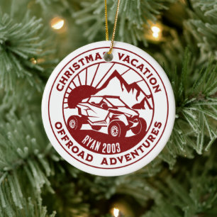 Personalisierte UTV Offroad Weihnachtsfeiertag rot Keramik Ornament