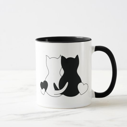 Personalisierte Valentine Tasse, Katzen Herz Tasse (Rechts)