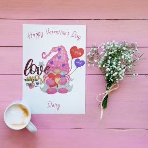 Personalisierte Valentins-Gnom-Karte Feiertagskarte