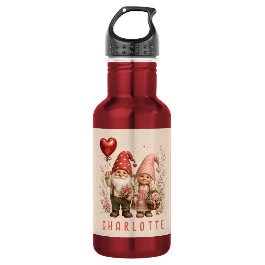 Personalisierte Valentins-Gnome Custom Edelstahlflasche (Vorderseite)