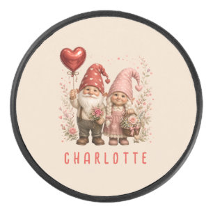 Personalisierte Valentins-Gnome Custom Eishockey Puck