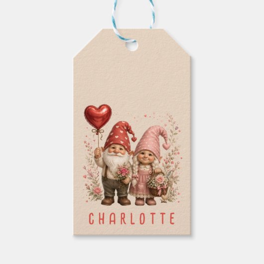 Personalisierte Valentins-Gnome Custom Geschenkanhänger (Vorderseite)