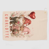Personalisierte Valentins-Gnome Custom Golfhandtuch (Horizontal)