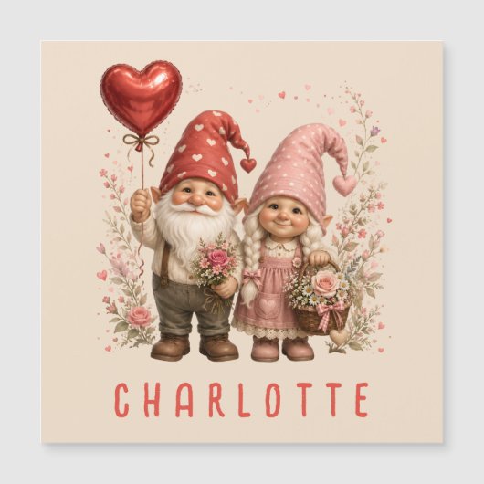 Personalisierte Valentins-Gnome Custom Magnetkarte (Vorderseite)