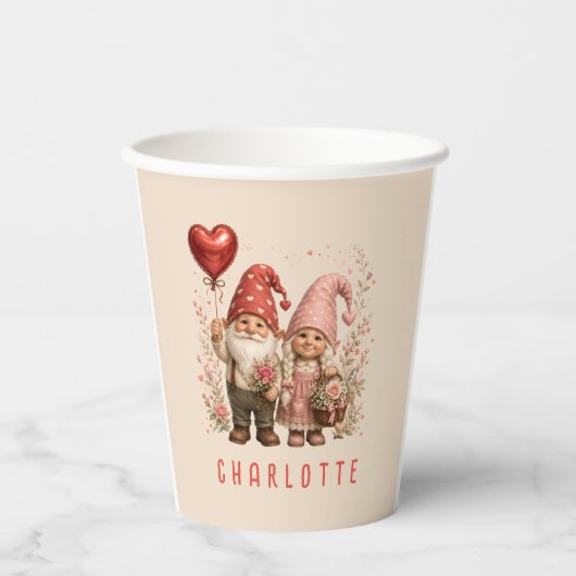 Personalisierte Valentins-Gnome Custom Pappbecher (Vorderseite)