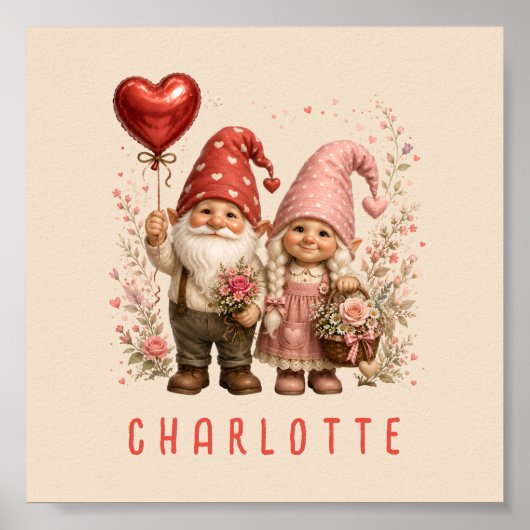 Personalisierte Valentins-Gnome Custom Poster (Vorne)