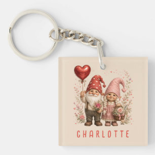Personalisierte Valentins-Gnome Custom Schlüsselanhänger