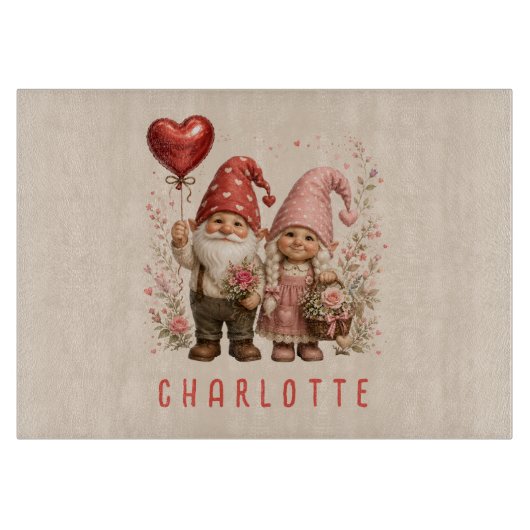 Personalisierte Valentins-Gnome Custom Schneidebrett (Vorderseite)