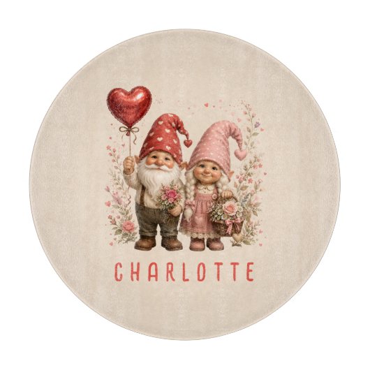 Personalisierte Valentins-Gnome Custom Schneidebrett (Vorderseite)