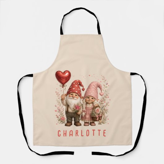 Personalisierte Valentins-Gnome Custom Schürze (Vorderseite)