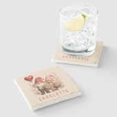 Personalisierte Valentins-Gnome Custom Steinuntersetzer (Seitenansicht)