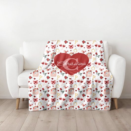 Personalisierte Valentinstag-Flanelldecke  Fleecedecke