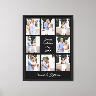 Personalisierte Valentinstag-Foto-Collage Schwarz Leinwanddruck