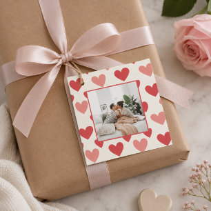 Personalisierte Valentinstag-Foto-Herz-Gunst-Tags Geschenkanhänger