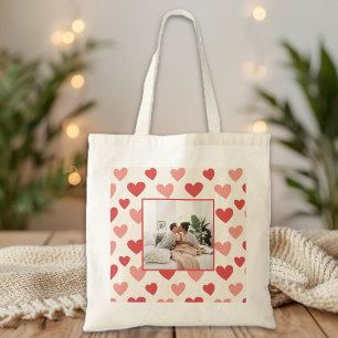 Personalisierte Valentinstag-Foto-Herz-Tragetasche Tragetasche