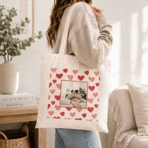 Personalisierte Valentinstag-Foto-Herz-Tragetasche Tragetasche