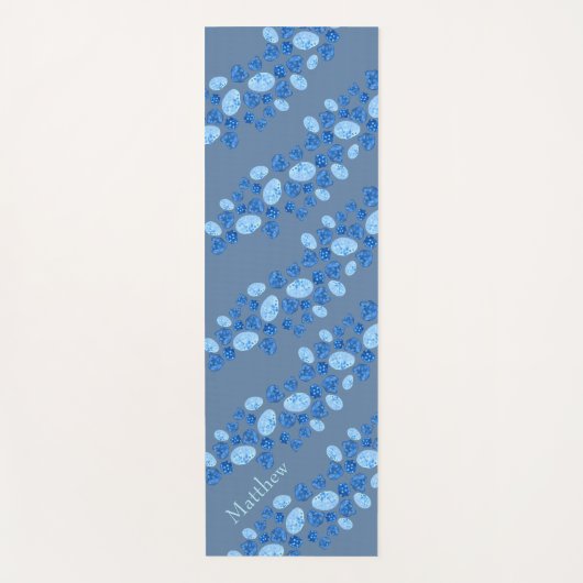 Personalisierte variierte Blau/Weiß Ovale Yogamatte (Vorderseite)