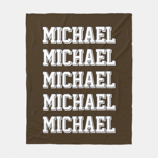 Personalisierte Varsity Brown Monogramm Fleecedecke (Vorderseite)