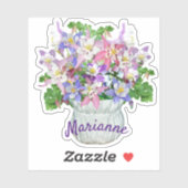 Personalisierte Vase Hübscher Kolumbin-Blume Aufkleber (Blatt)