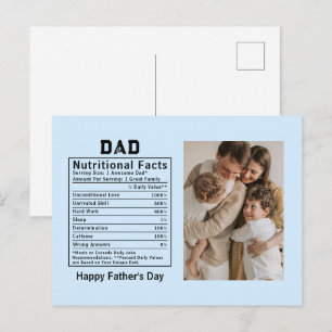Personalisierte Vatertags-Dad-Ernährungsfakten Postkarte