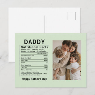 Personalisierte Vatertags-Daddy-Ernährungsfakten Postkarte