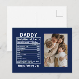 Personalisierte Vatertags-Daddy-Ernährungsfakten Postkarte
